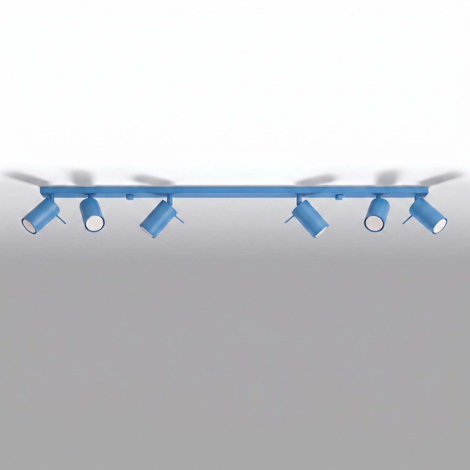 Plafonnier Ring rampe 6 spots acier bleu azur GU10, vue 2