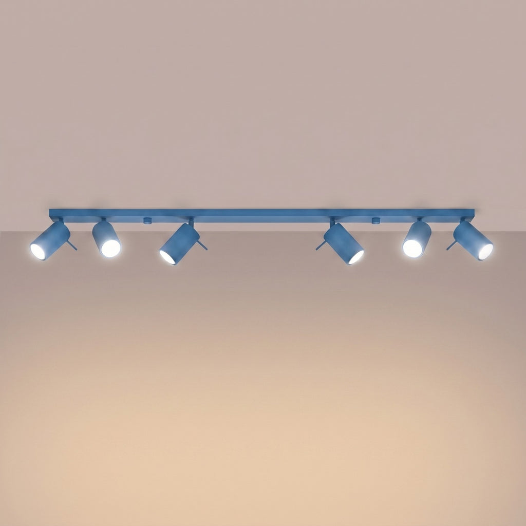Plafonnier Ring rampe 6 spots acier bleu azur GU10, vue 3