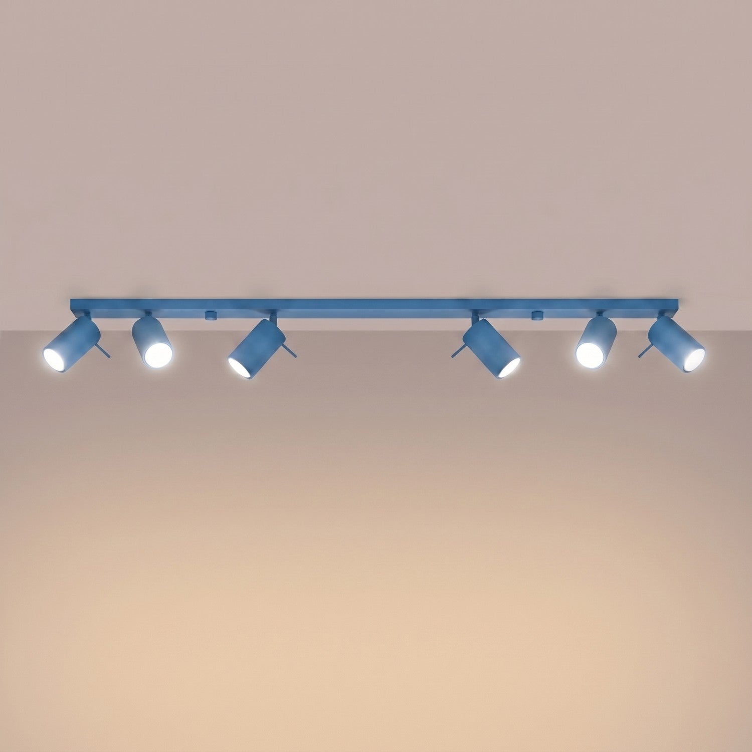 Plafonnier Ring rampe 6 spots acier bleu azur GU10, vue 3