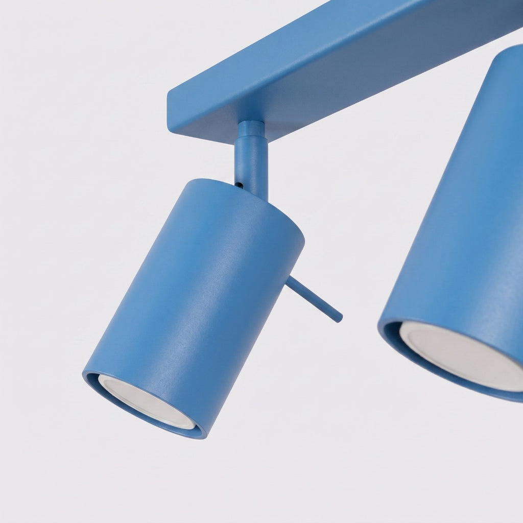 Plafonnier Ring rampe 6 spots acier bleu azur GU10, vue 7