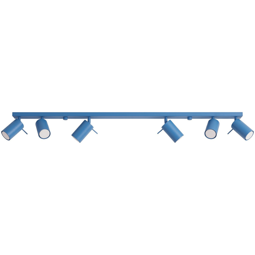 Plafonnier Ring rampe 6 spots acier bleu azur GU10