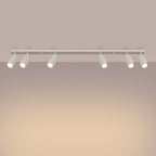Plafonnier Ring rampe 6 spots acier beige GU10 allumé