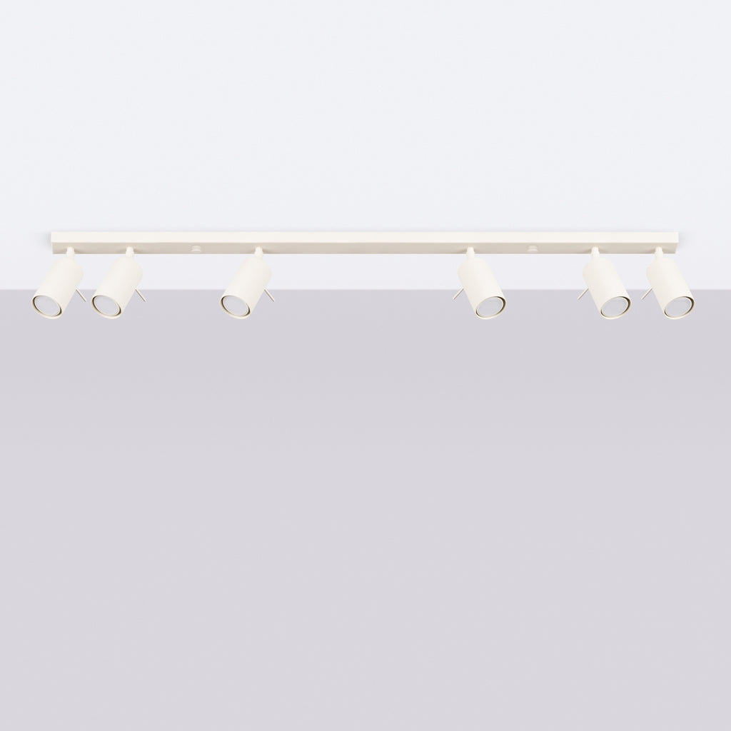 Plafonnier Ring rampe 6 spots acier beige GU10 de profil