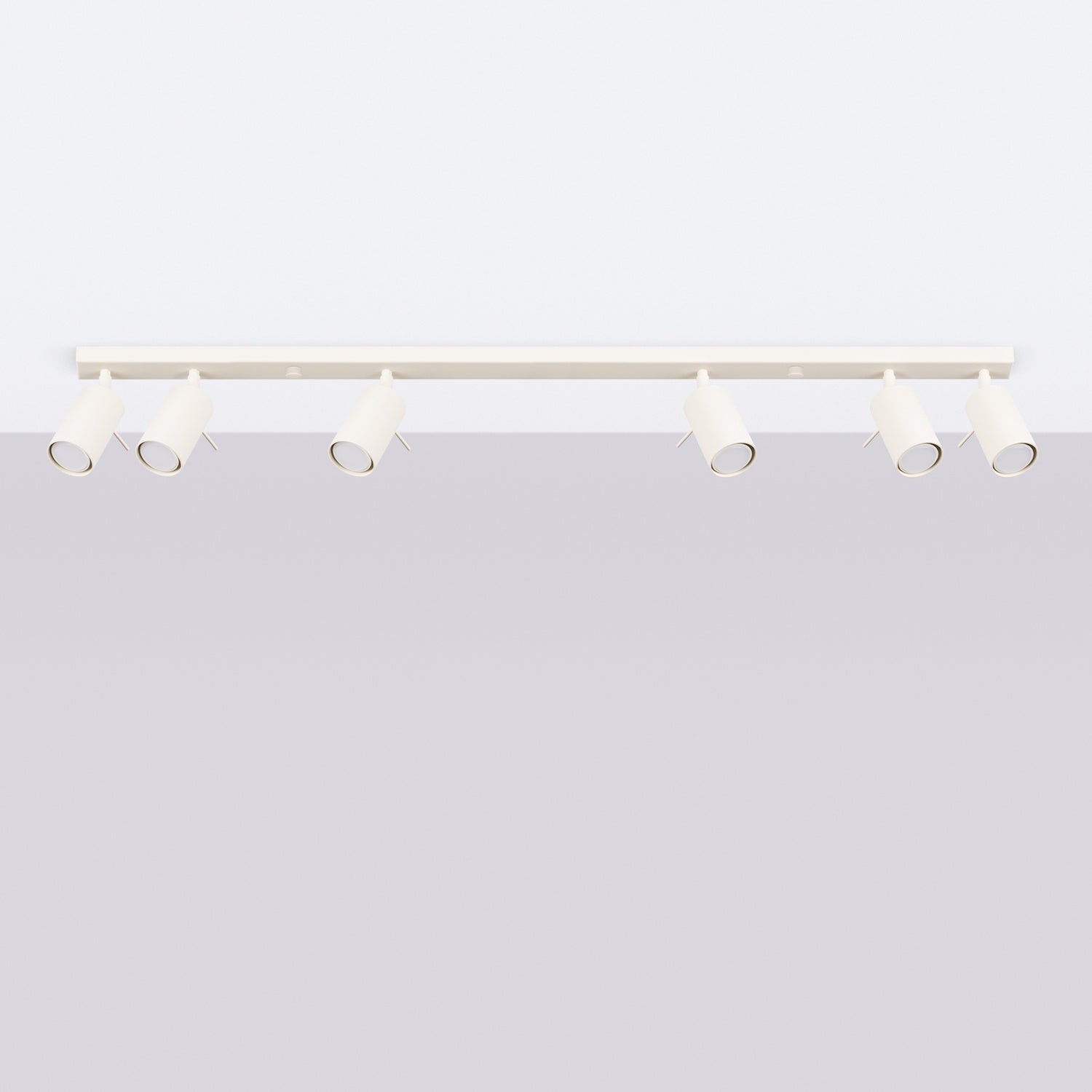 Plafonnier Ring rampe 6 spots acier beige GU10 de profil