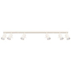 Plafonnier Ring rampe 6 spots acier beige GU10, spot cylindrique orientable en acier laqué