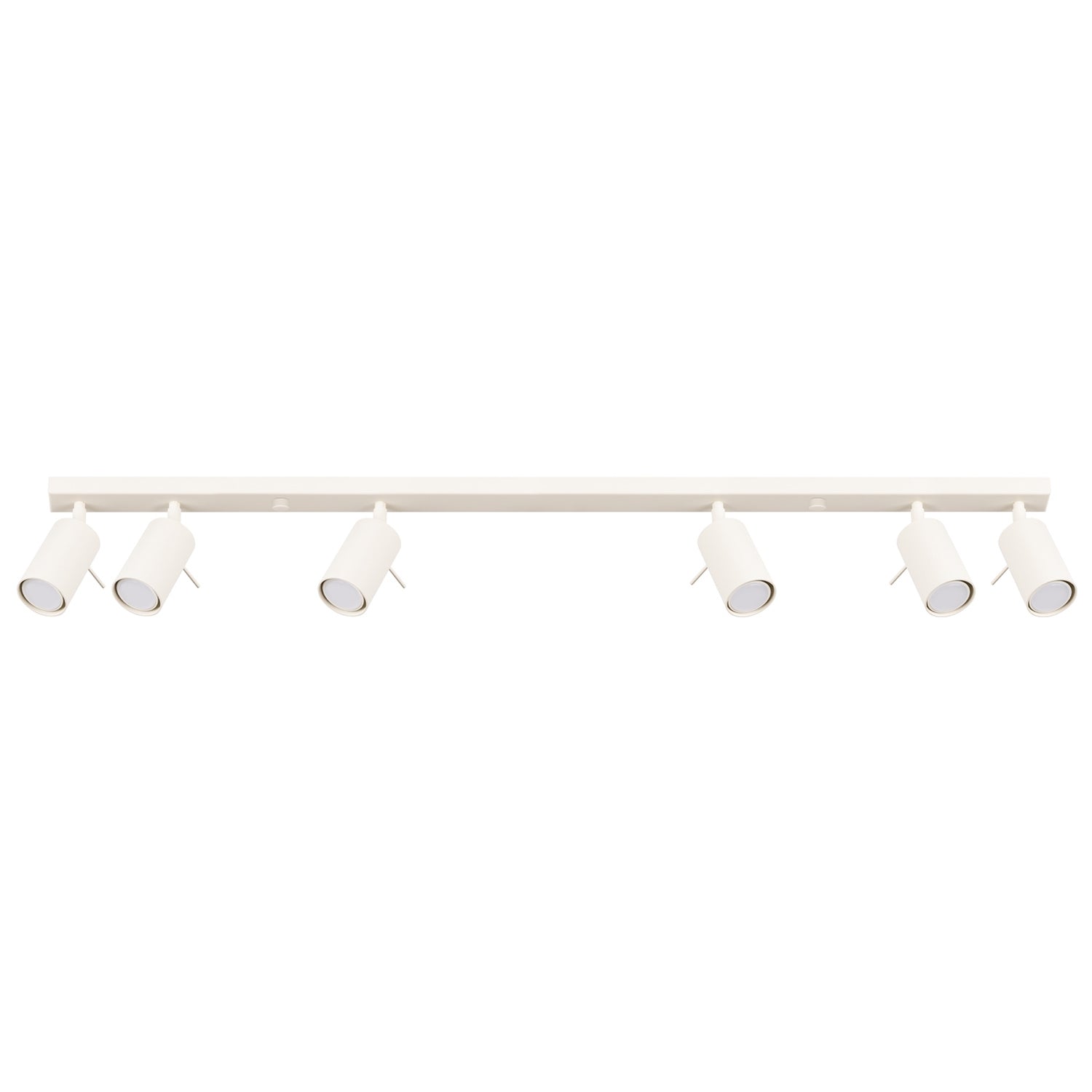 Plafonnier Ring rampe 6 spots acier beige GU10, spot cylindrique orientable en acier laqué