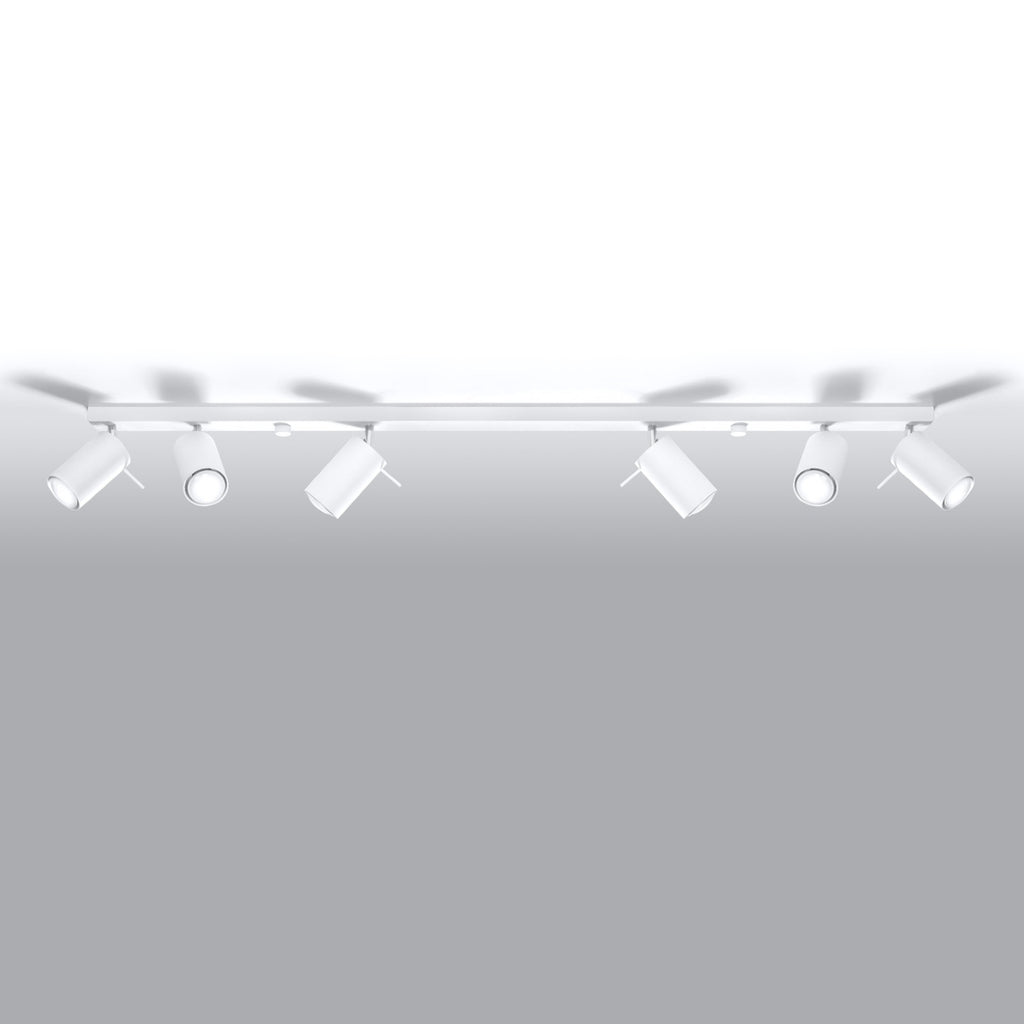 Plafonnier Ring rampe 6 spots acier blanc GU10, vue de profil