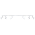 Plafonnier Ring rampe de 6 spots orientables en acier blanc sur une longue barre