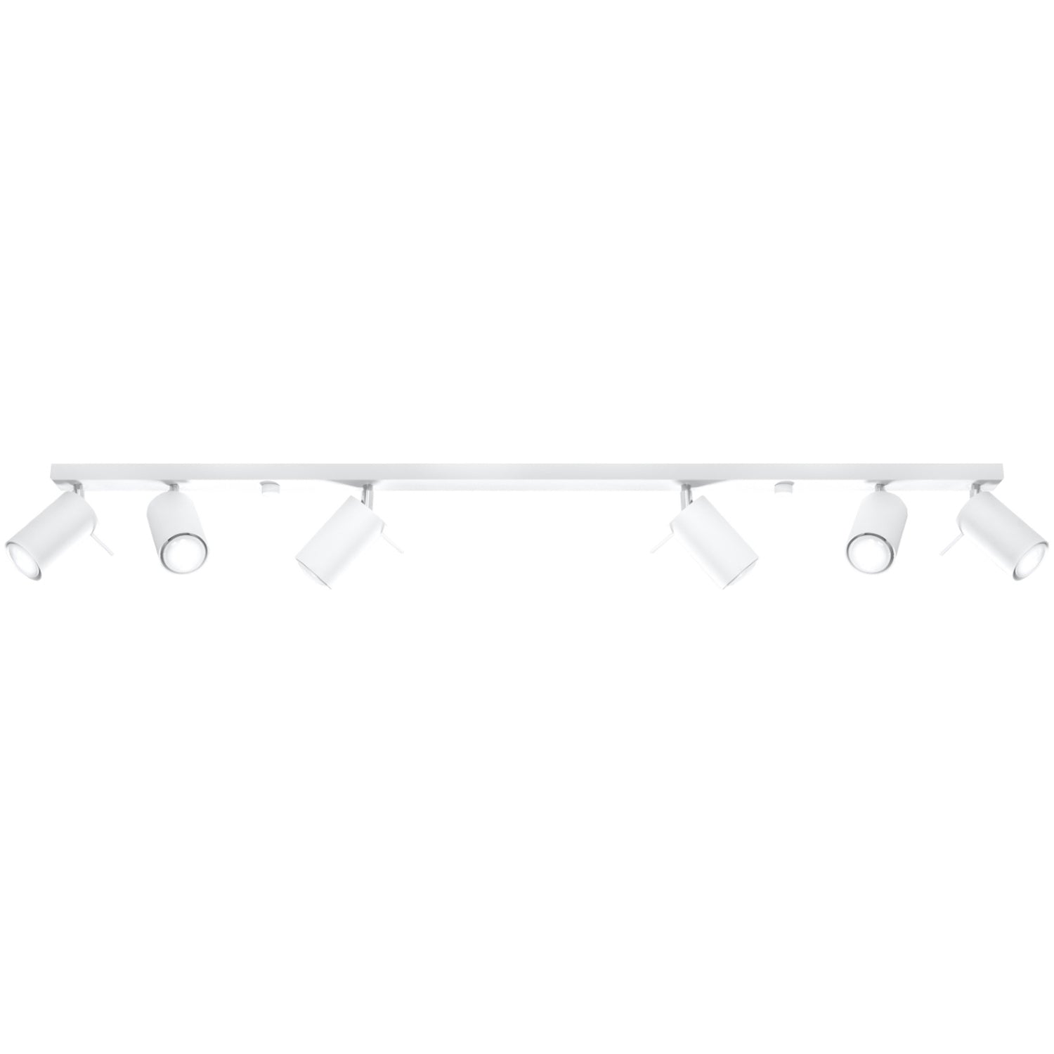 Plafonnier Ring rampe de 6 spots orientables en acier blanc sur une longue barre