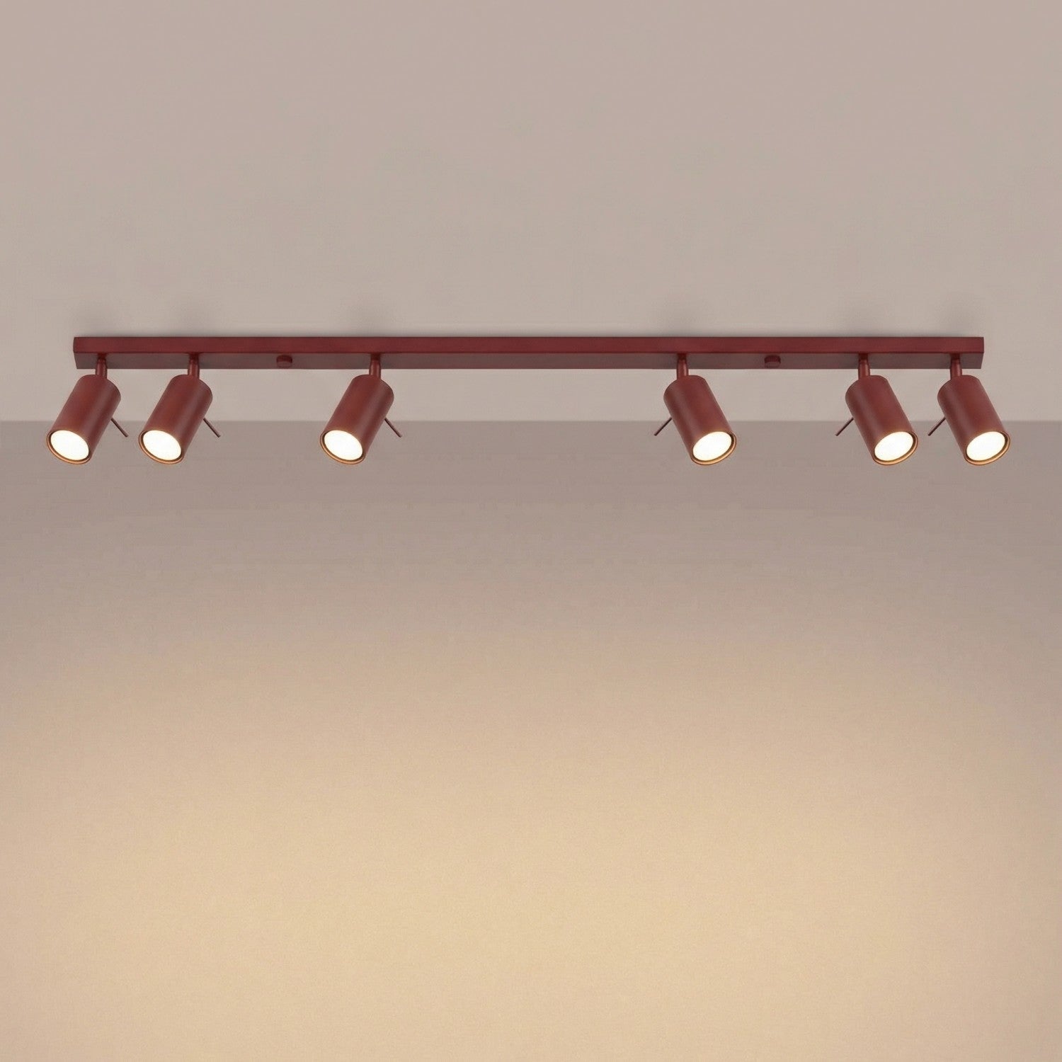 Plafonnier Ring rampe 6 spots acier bordeaux GU10, vue 3