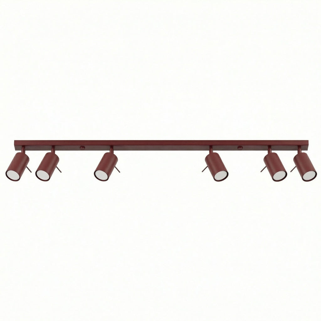 Plafonnier Ring rampe 6 spots acier bordeaux GU10