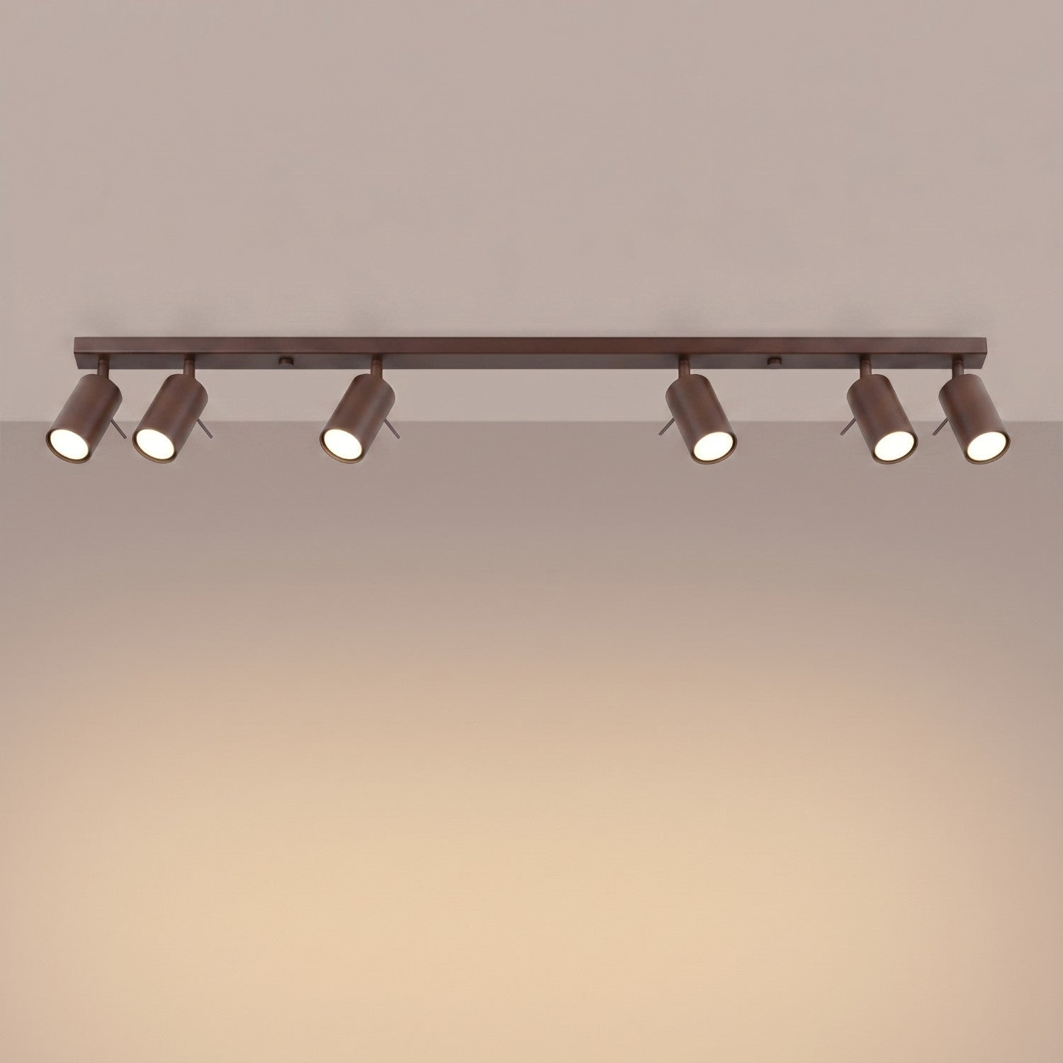 Plafonnier Ring rampe 6 spots acier brun GU10, vue 3