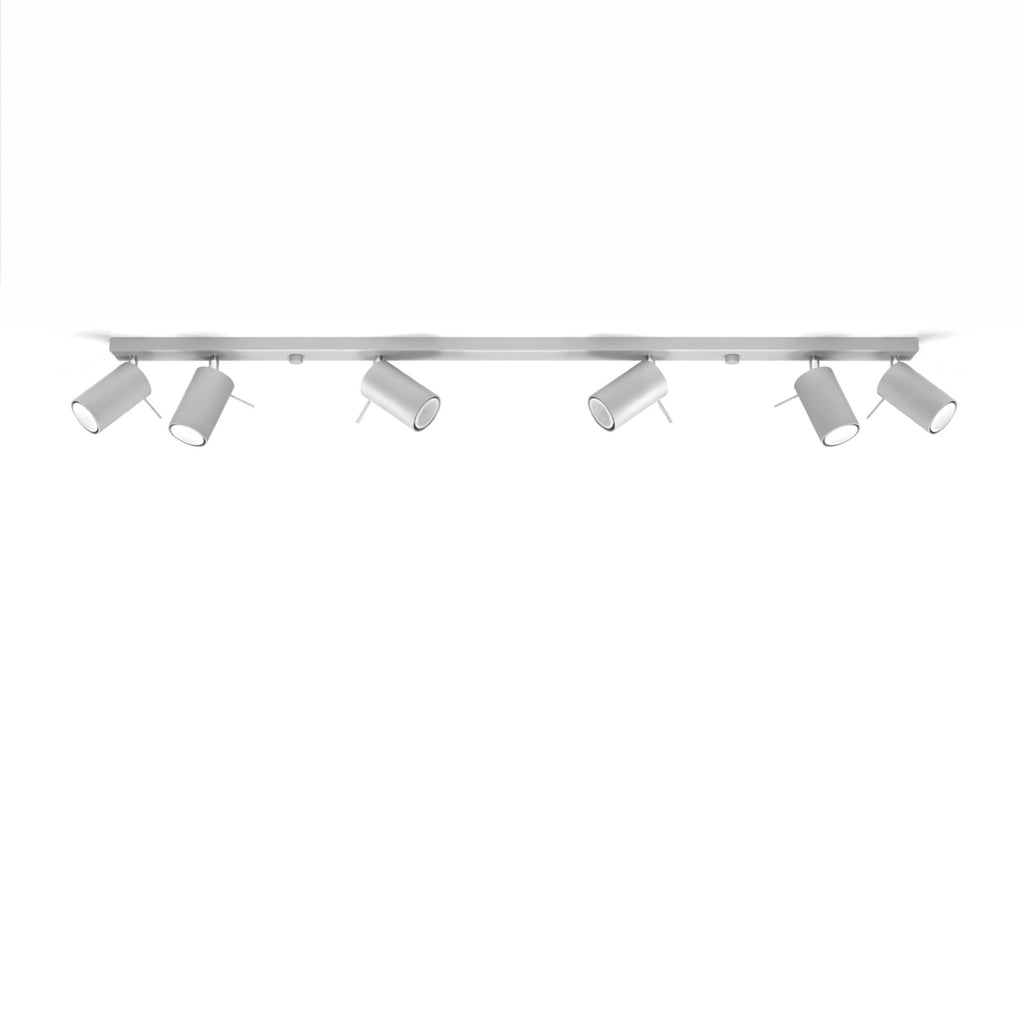 Plafonnier Ring rampe 6 spots acier gris GU10, vue de profil