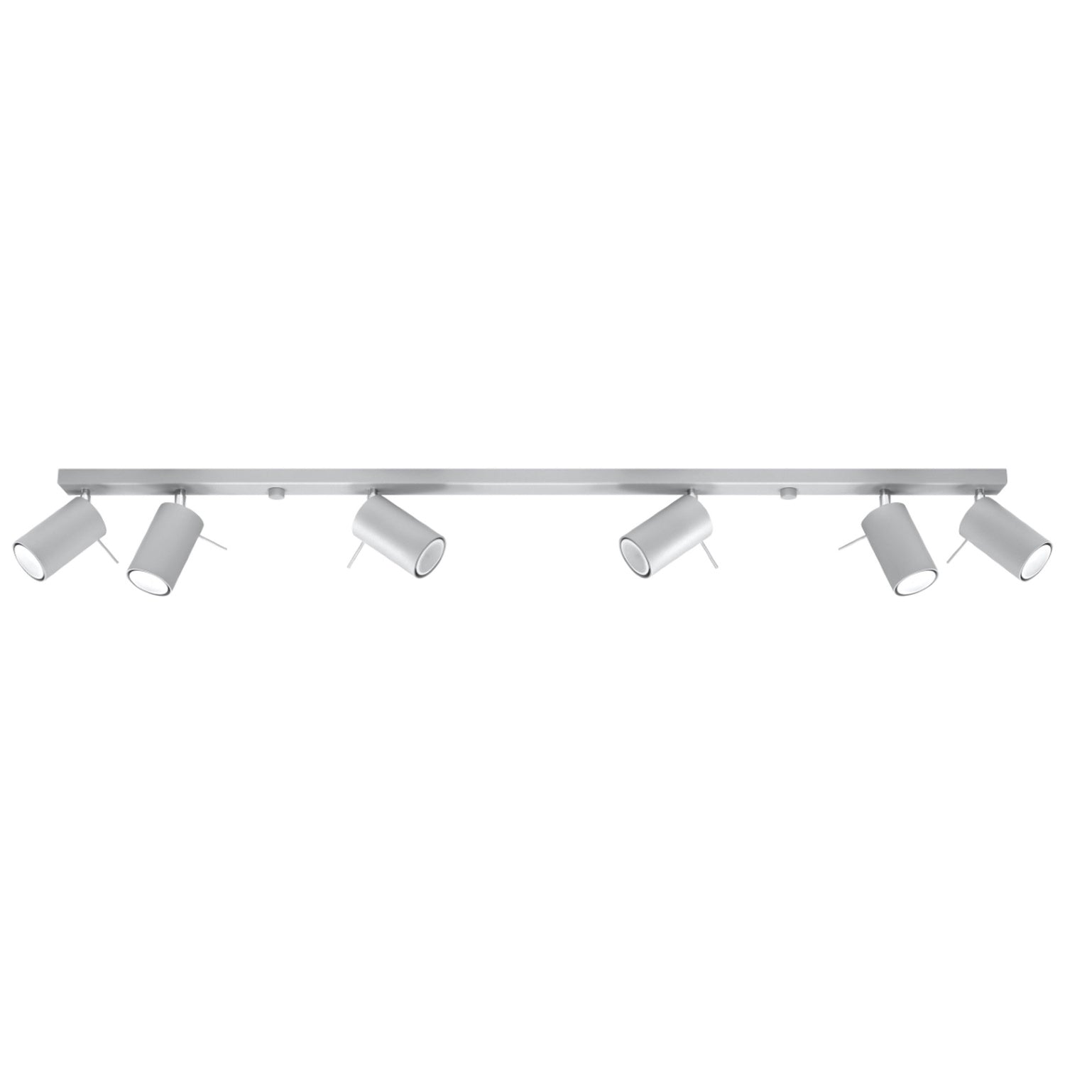 Plafonnier Ring rampe de 6 spots orientables en acier gris sur une barre