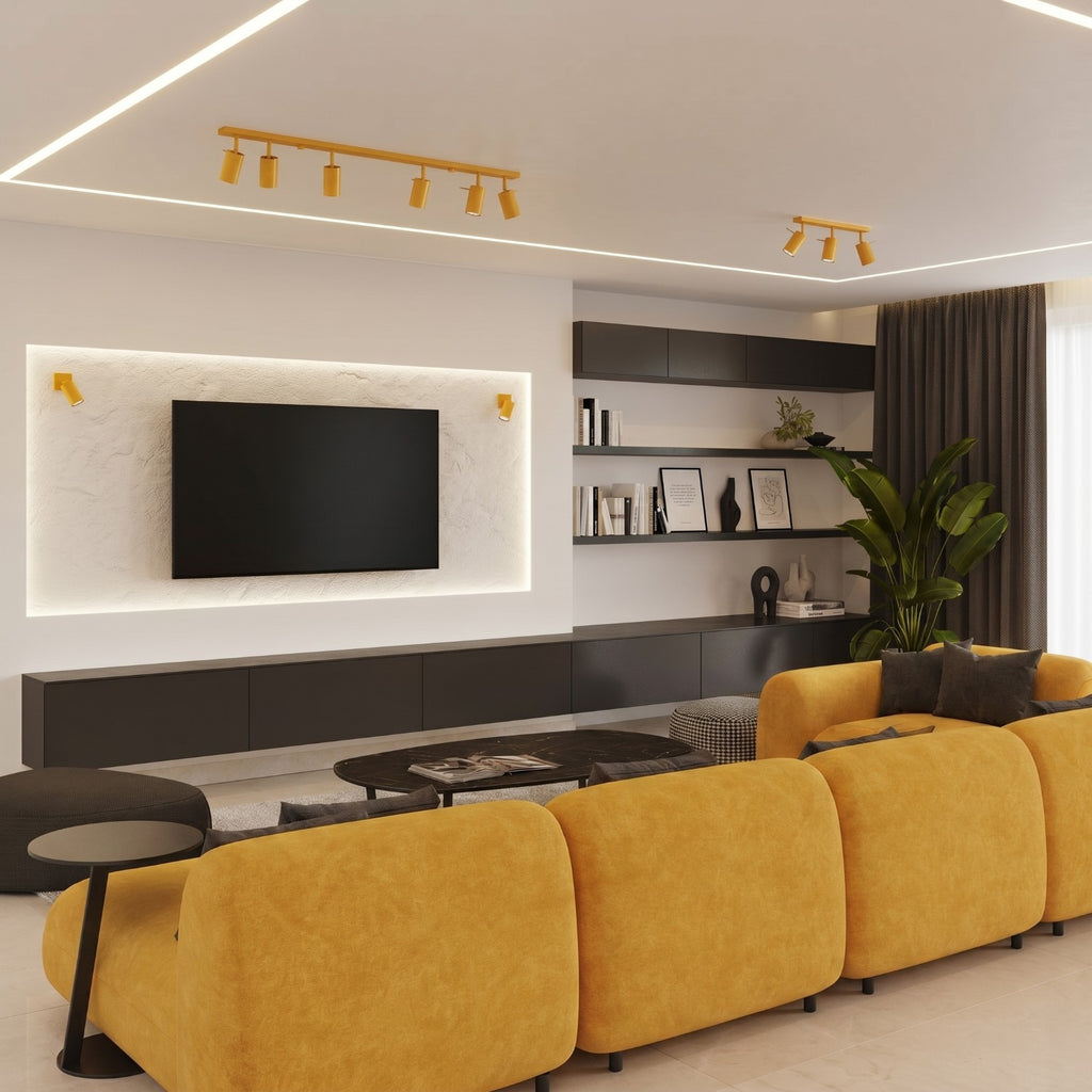 Plafonnier Ring rampe 6 spots acier jaune GU10, vue 14