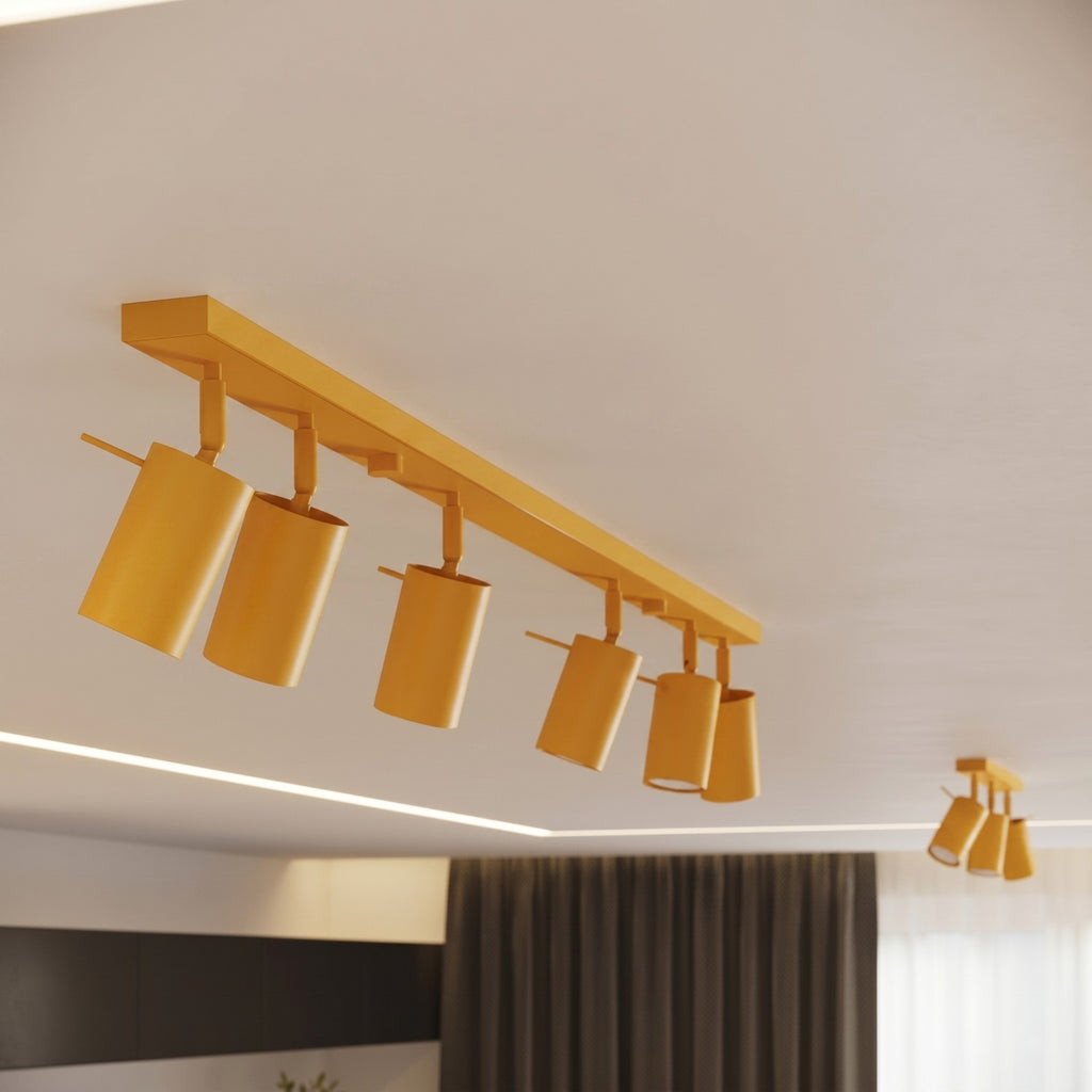 Plafonnier Ring rampe 6 spots acier jaune GU10, vue 15