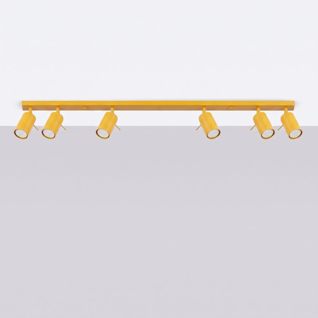 Plafonnier Ring rampe 6 spots acier jaune GU10, vue 2