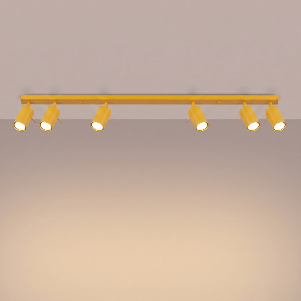 Plafonnier Ring rampe 6 spots acier jaune GU10, vue 3