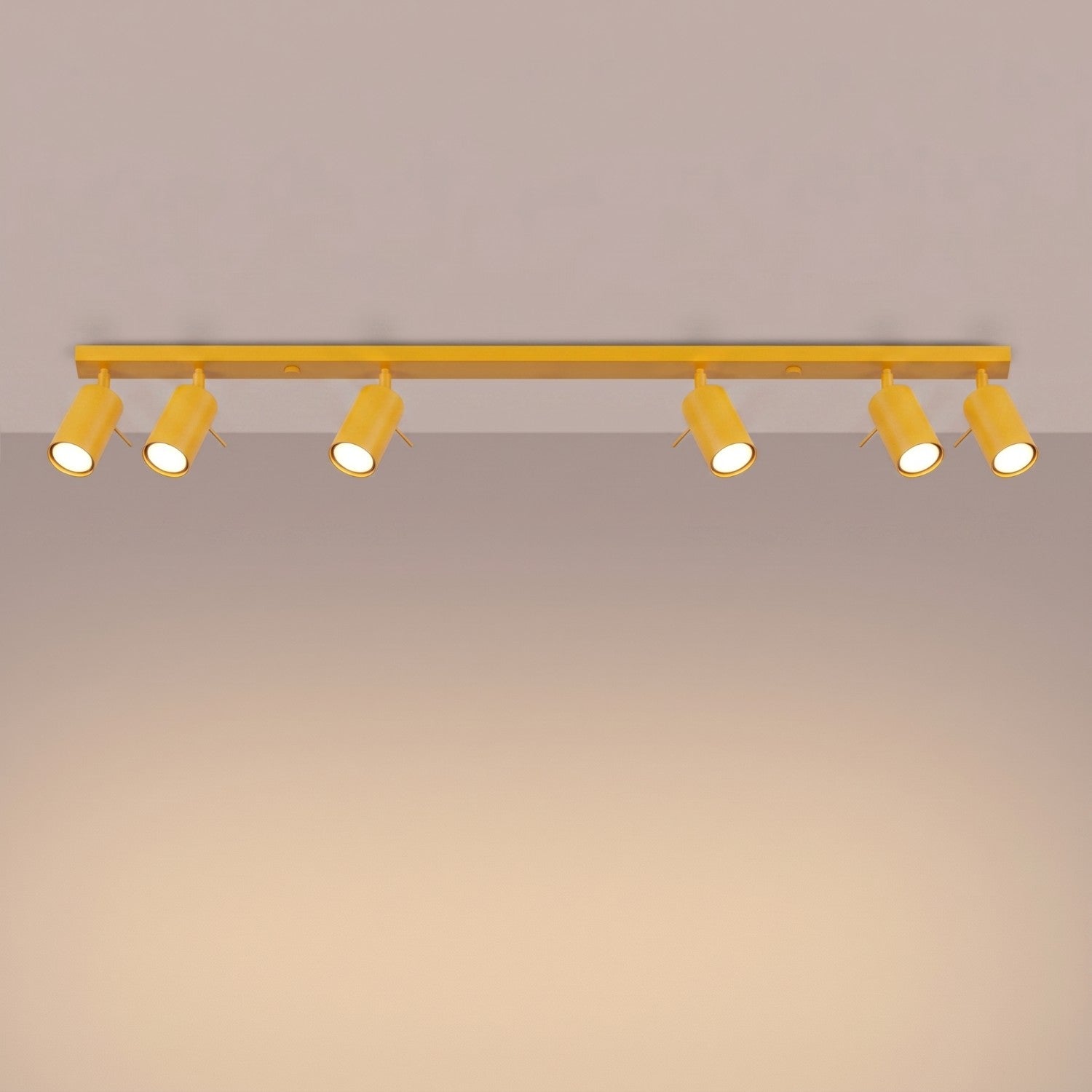 Plafonnier Ring rampe 6 spots acier jaune GU10, vue 3