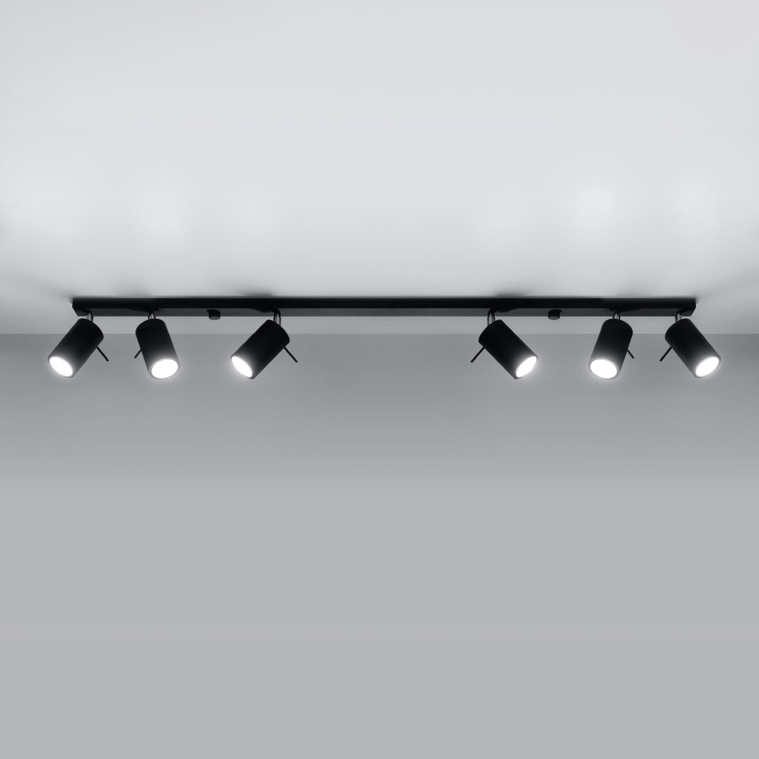 Plafonnier Ring rampe 6 spots acier noir GU10, vue de profil