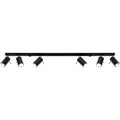 Plafonnier Ring rampe de 6 spots orientables en acier noir sur une longue barre