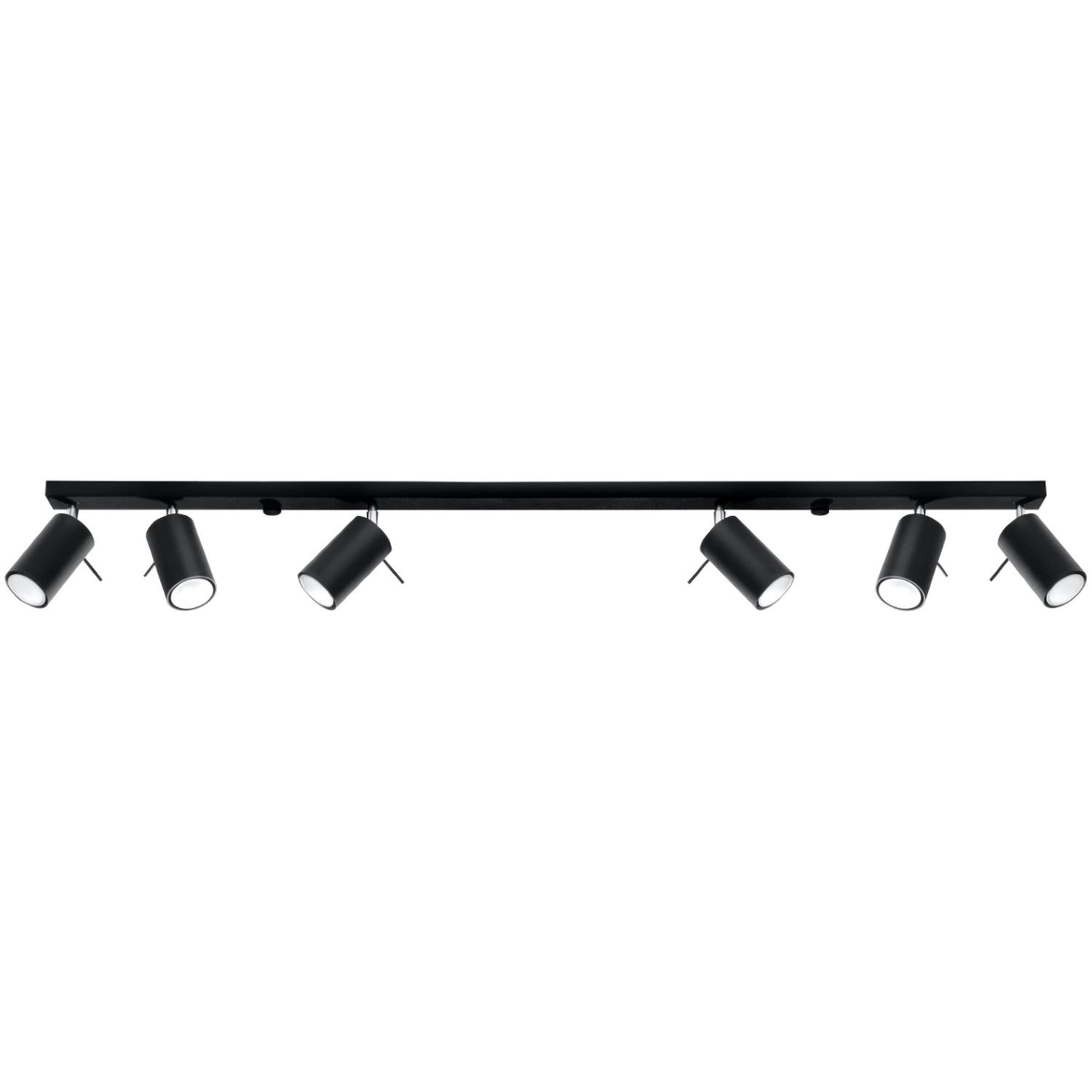 Plafonnier Ring rampe de 6 spots orientables en acier noir sur une longue barre