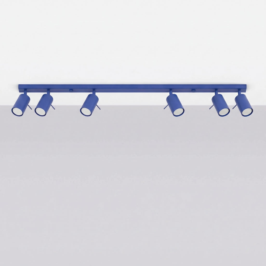Plafonnier Ring rampe 6 spots acier bleu outremer GU10, vue 2