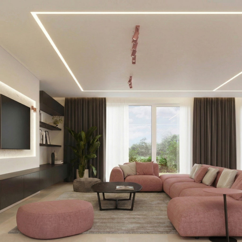 Plafonnier Ring rampe 6 spots acier rose GU10, vue 13