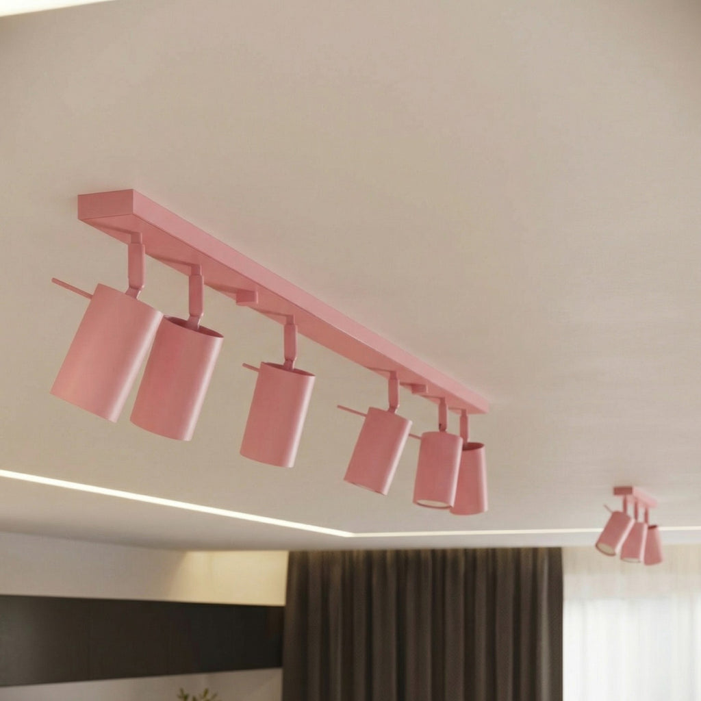 Plafonnier Ring rampe 6 spots acier rose GU10, vue 15