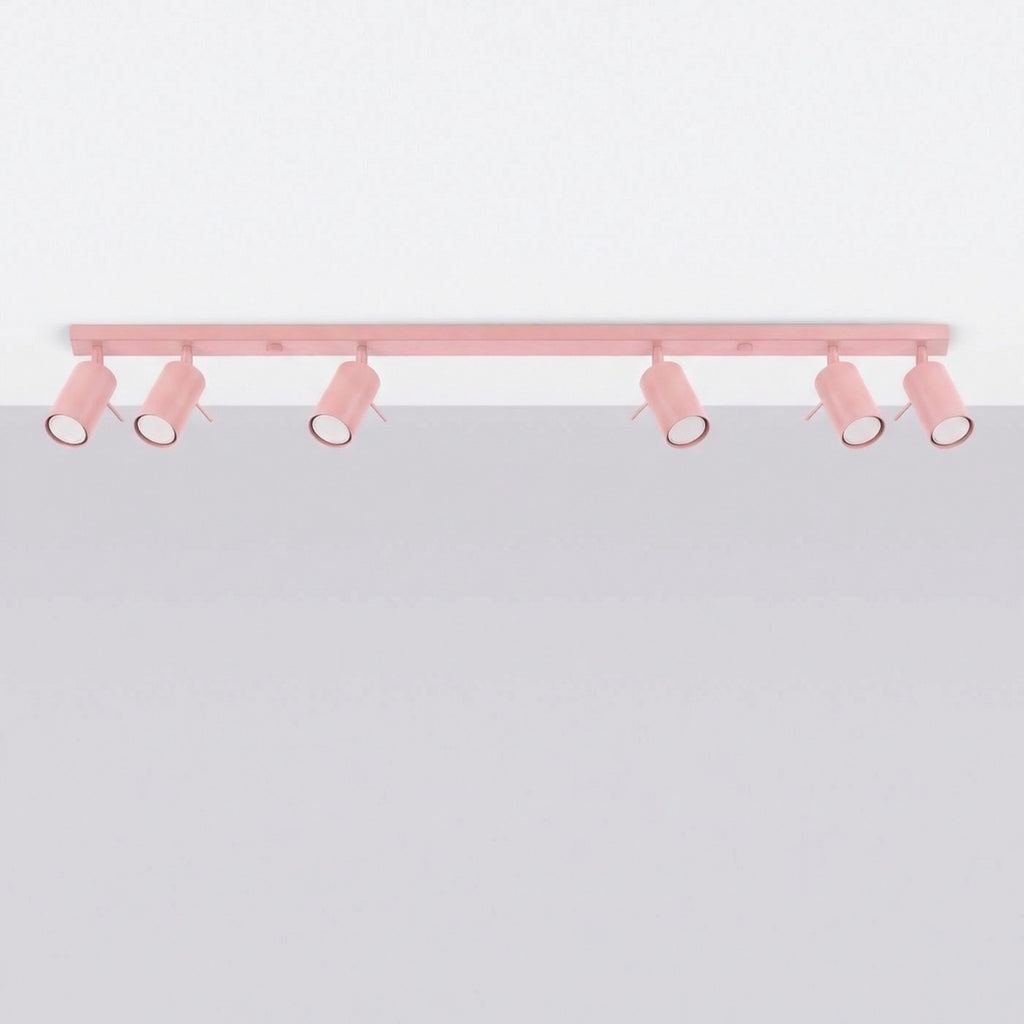 Plafonnier Ring rampe 6 spots acier rose GU10, vue 2