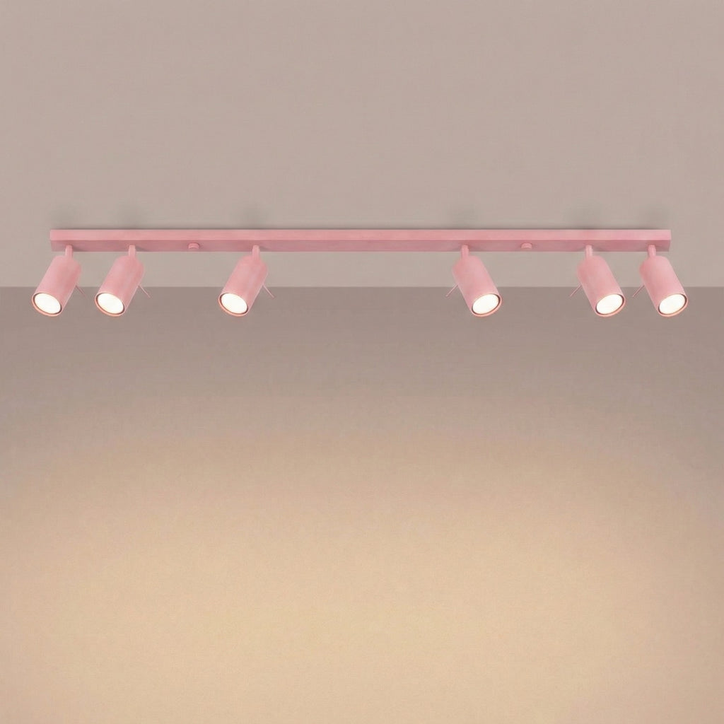 Plafonnier Ring rampe 6 spots acier rose GU10, vue 3