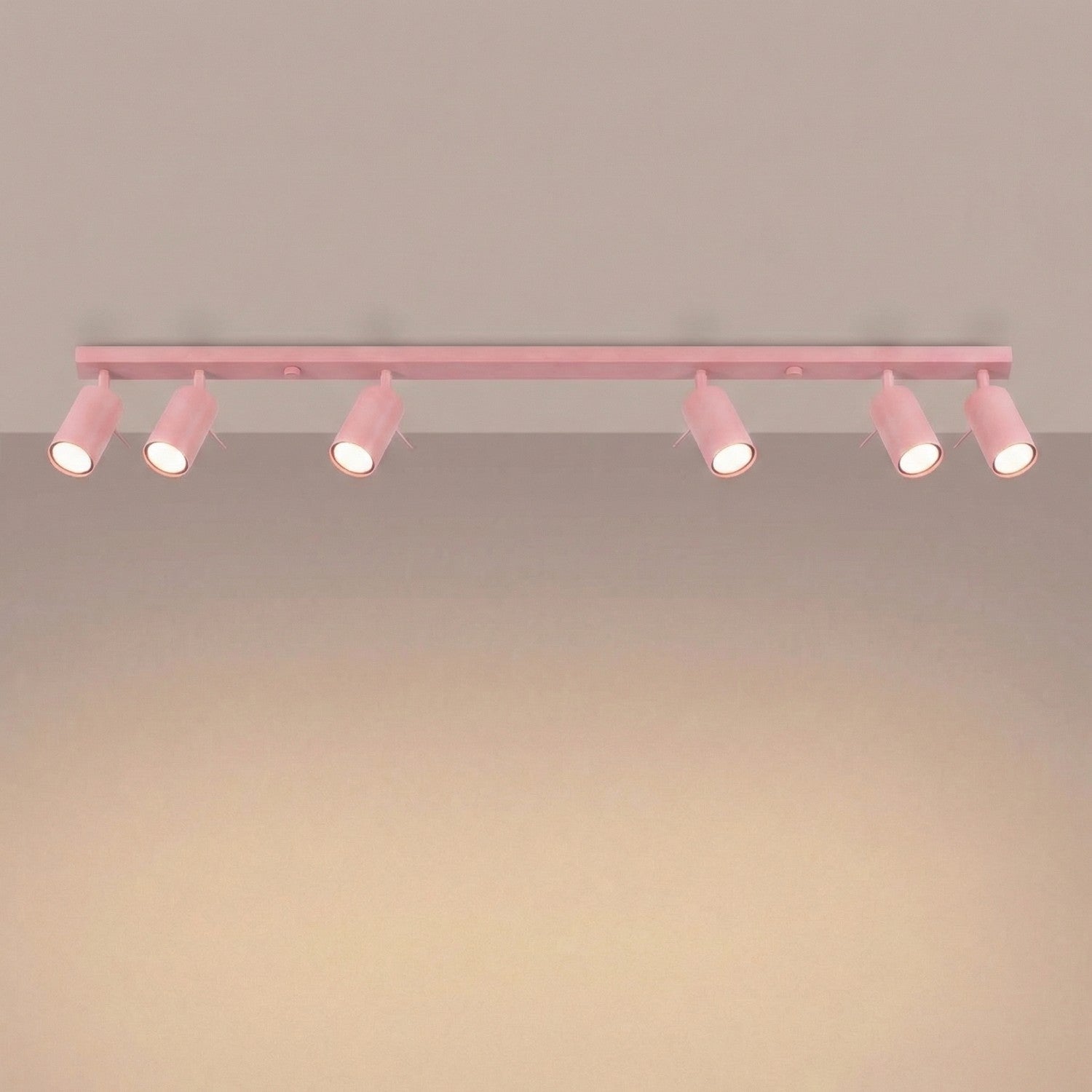 Plafonnier Ring rampe 6 spots acier rose GU10, vue 3