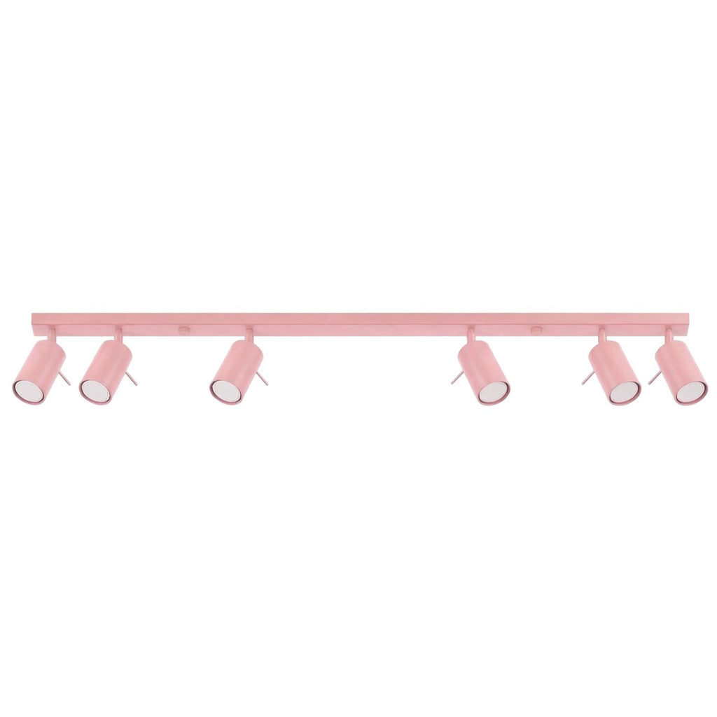 Plafonnier Ring rampe 6 spots acier rose GU10
