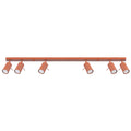 Plafonnier Ring rampe 6 spots acier rouge ocre GU10, spot cylindrique orientable en acier laqué