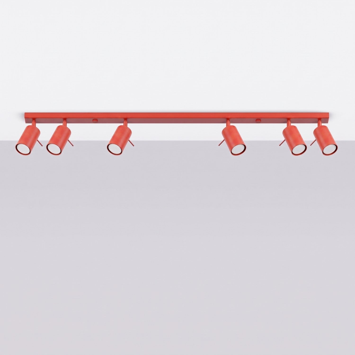 Plafonnier Ring rampe 6 spots acier rouge GU10, vue 2