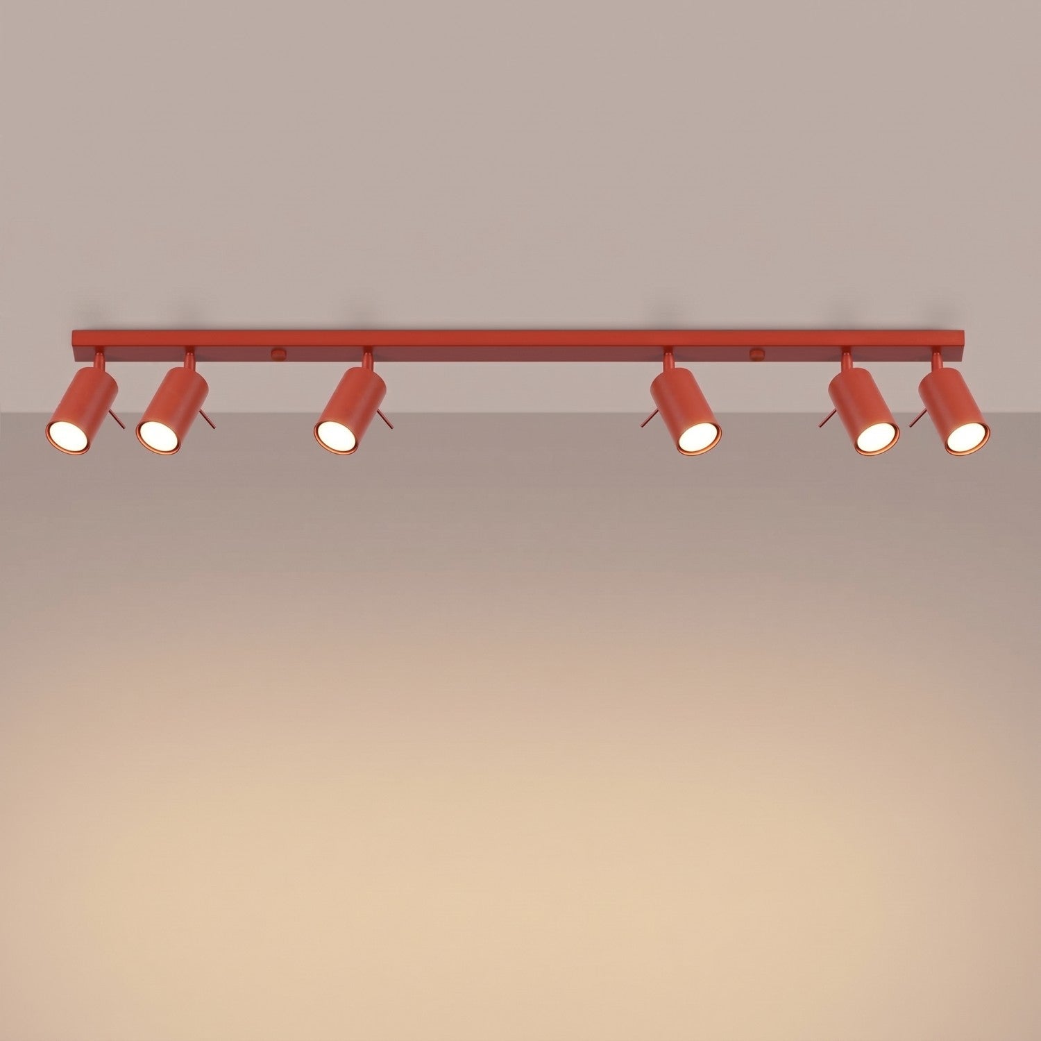 Plafonnier Ring rampe 6 spots acier rouge GU10, vue 3