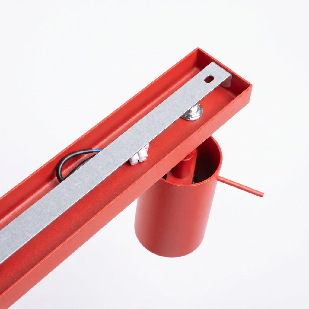 Plafonnier Ring rampe 6 spots acier rouge GU10, vue 4