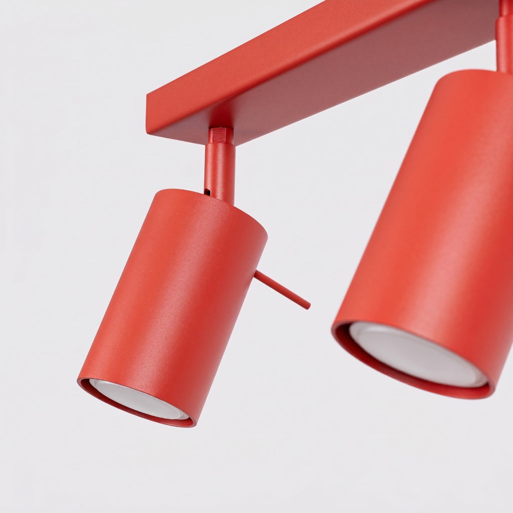 Plafonnier Ring rampe 6 spots acier rouge GU10, vue 7
