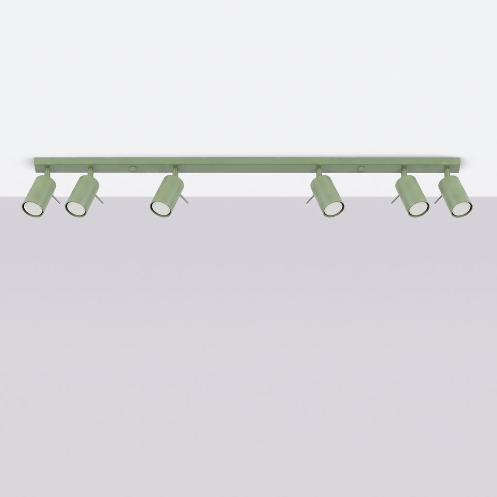Plafonnier Ring rampe 6 spots acier vert sauge GU10, vue 2