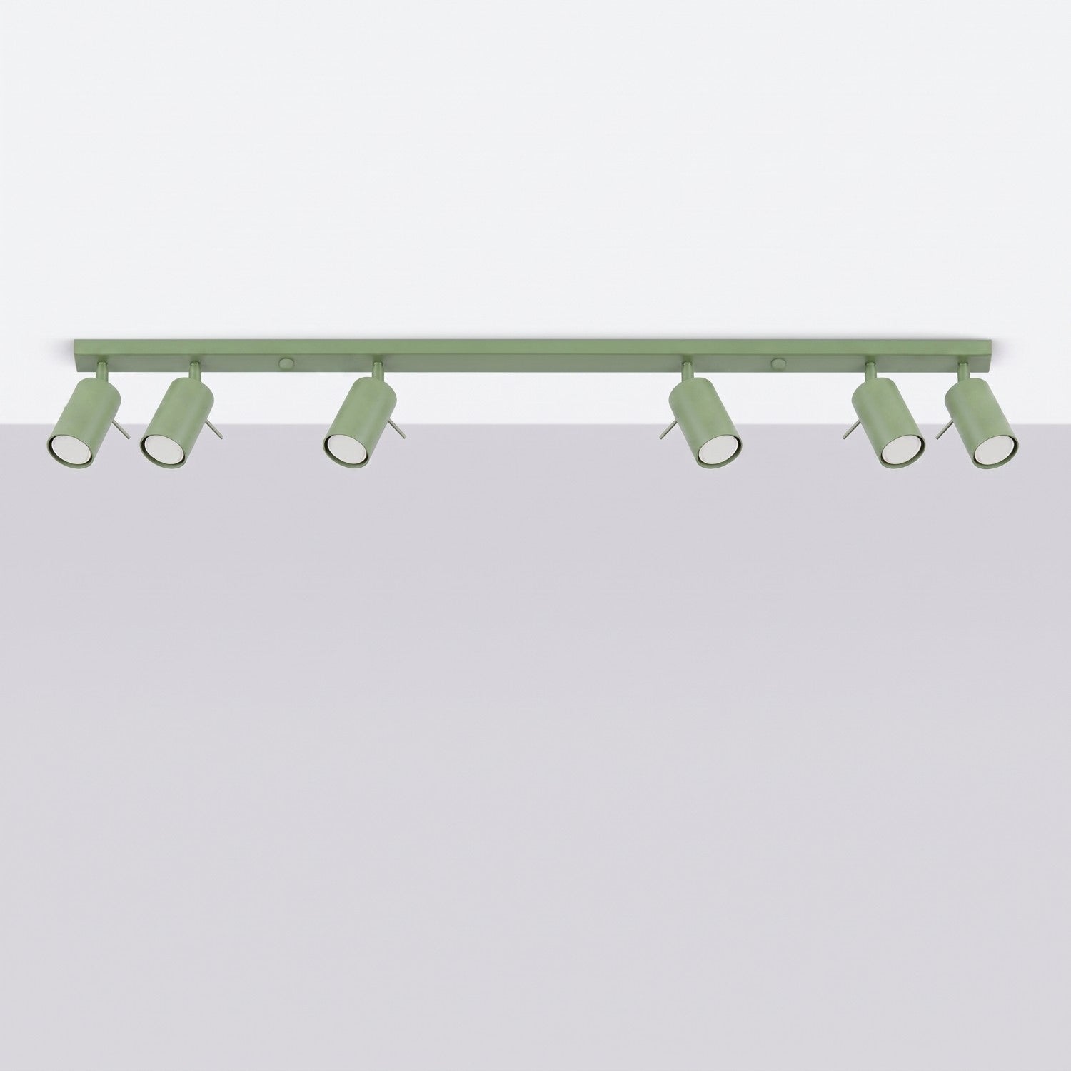Plafonnier Ring rampe 6 spots acier vert sauge GU10, vue 2
