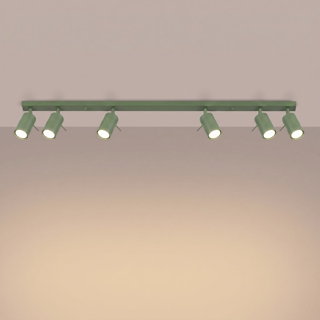 Plafonnier Ring rampe 6 spots acier vert sauge GU10, vue 3