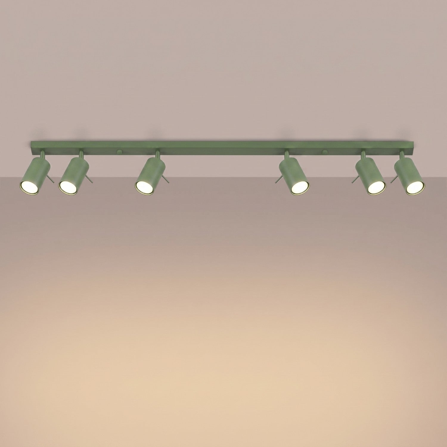 Plafonnier Ring rampe 6 spots acier vert sauge GU10, vue 3