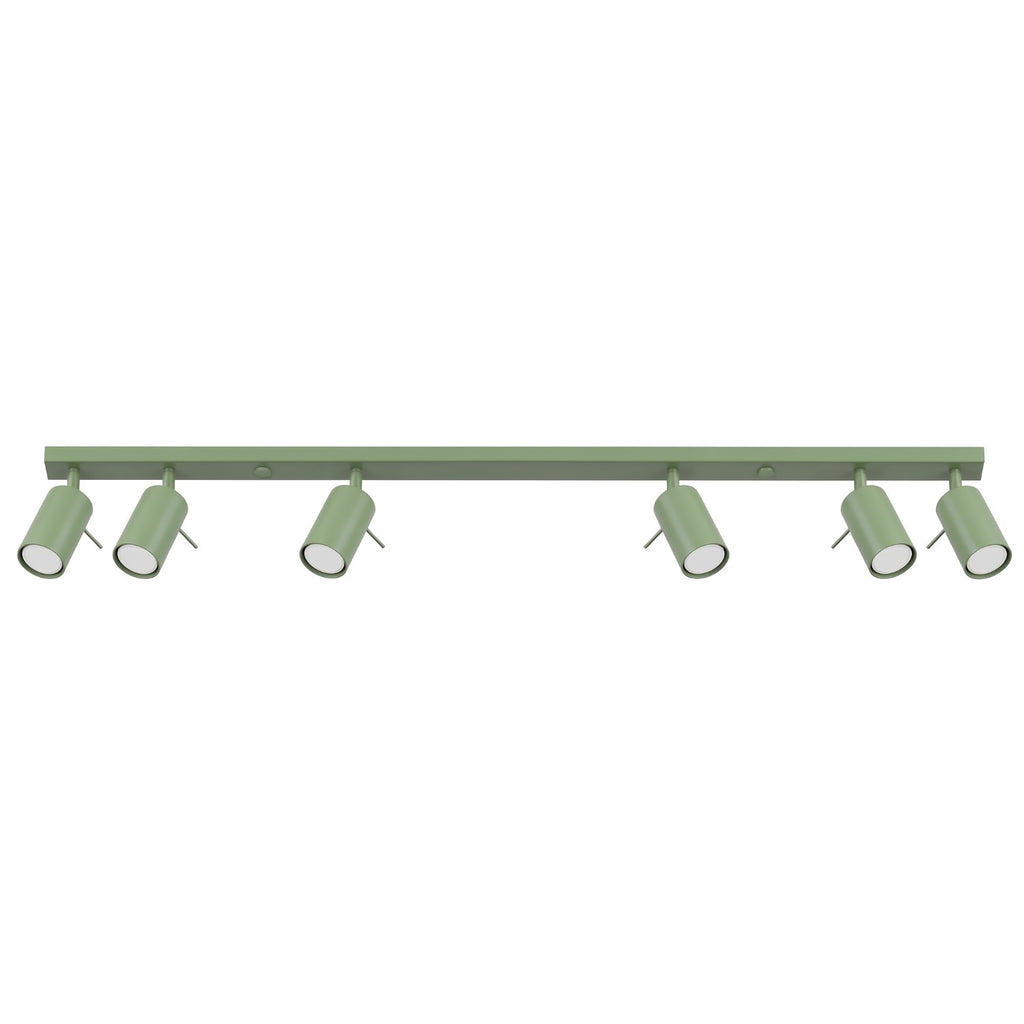 Plafonnier Ring rampe 6 spots acier vert sauge GU10
