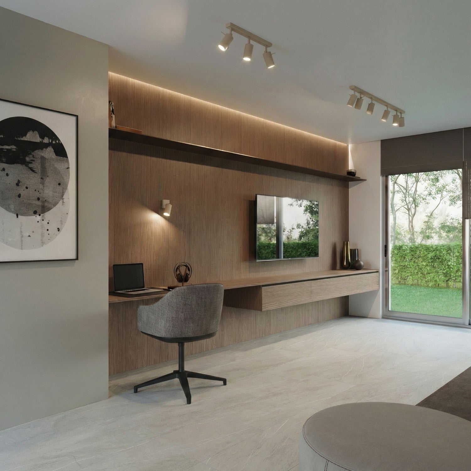 Plafonnier Ring rampe 6 spots acier taupe GU10, vue 15