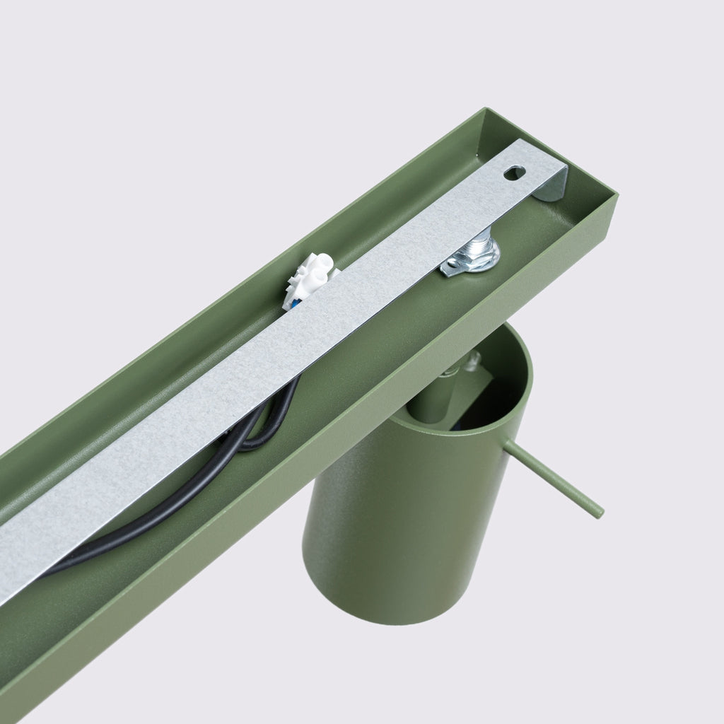 Plafonnier Ring rampe 6 spots acier vert olive GU10, détail