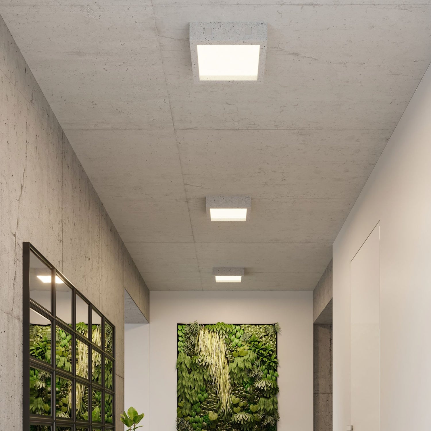 Plafonnier Riza béton en situation dans un intérieur