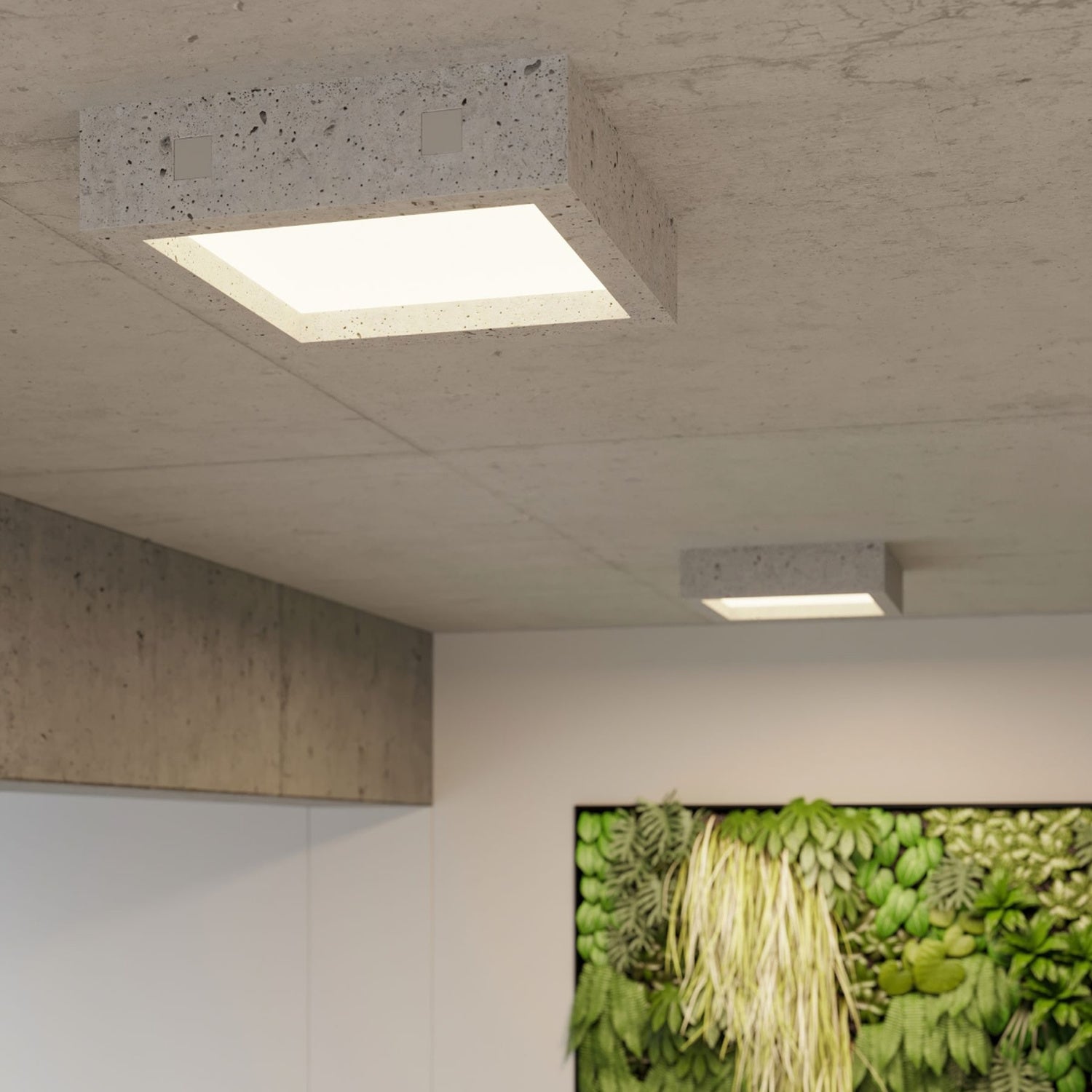 Plafonnier Riza béton en situation dans un intérieur