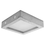 Plafonnier Riza béton, cadre carré en béton brut et diffuseur en verre