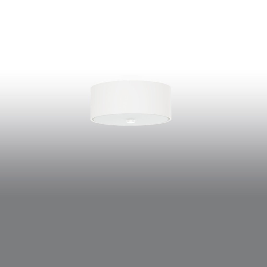 Plafonnier Skala 30 en tissu blanc, vue montrant le diffuseur en verre dépoli
