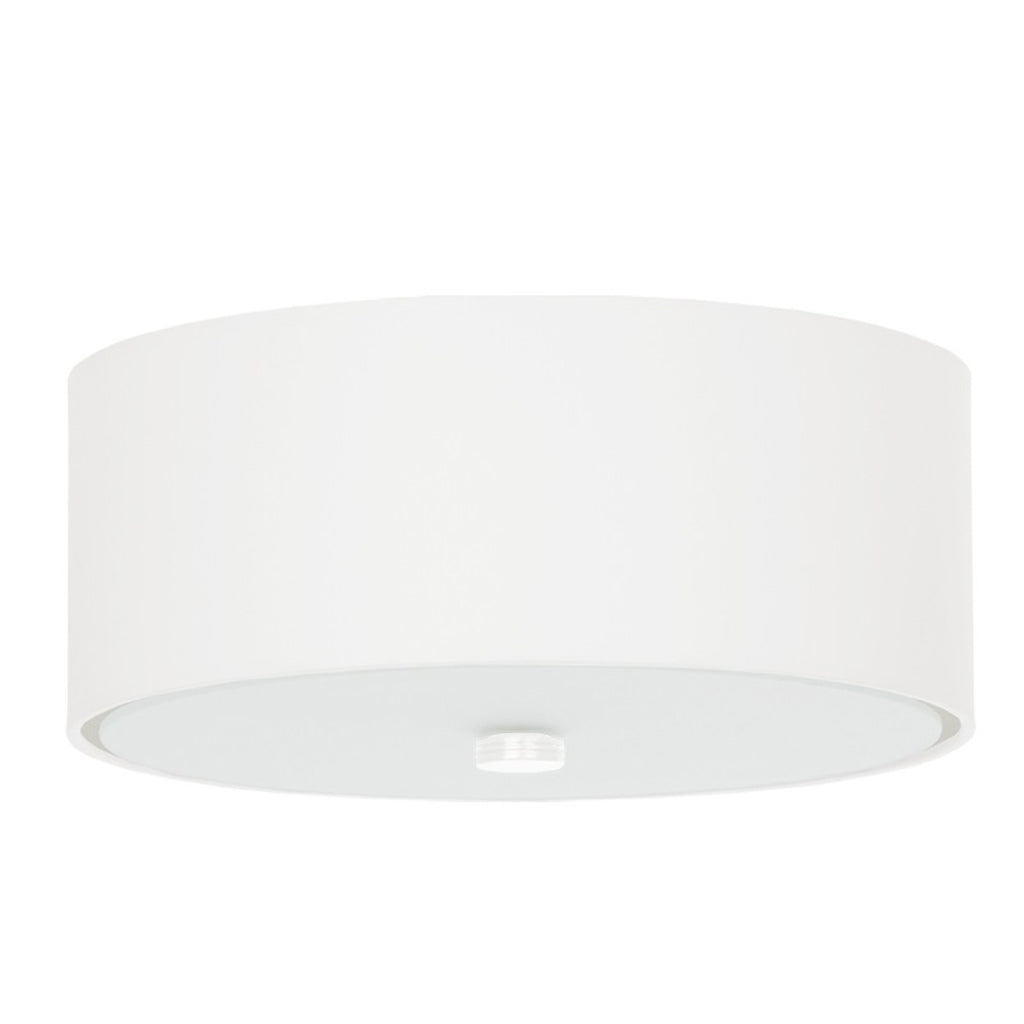 Plafonnier Skala 30 en tissu blanc, abat-jour tambour, vue de face